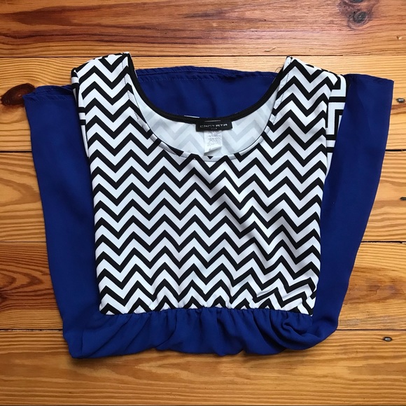 🌸5/$30🌸 Cantata Blue Black White Zig-Zag Dress, EUC - Picture 13 of 13